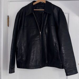 Coach Black Leather Bomber Jacket with quilted lining